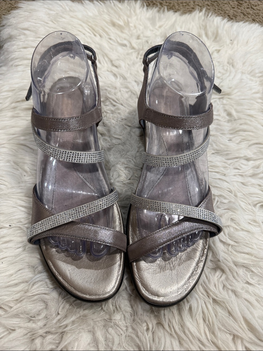 NAOT Innovate Rhinestone
Embellished Strappy Sandal Size
10-10.5M Silver Leather